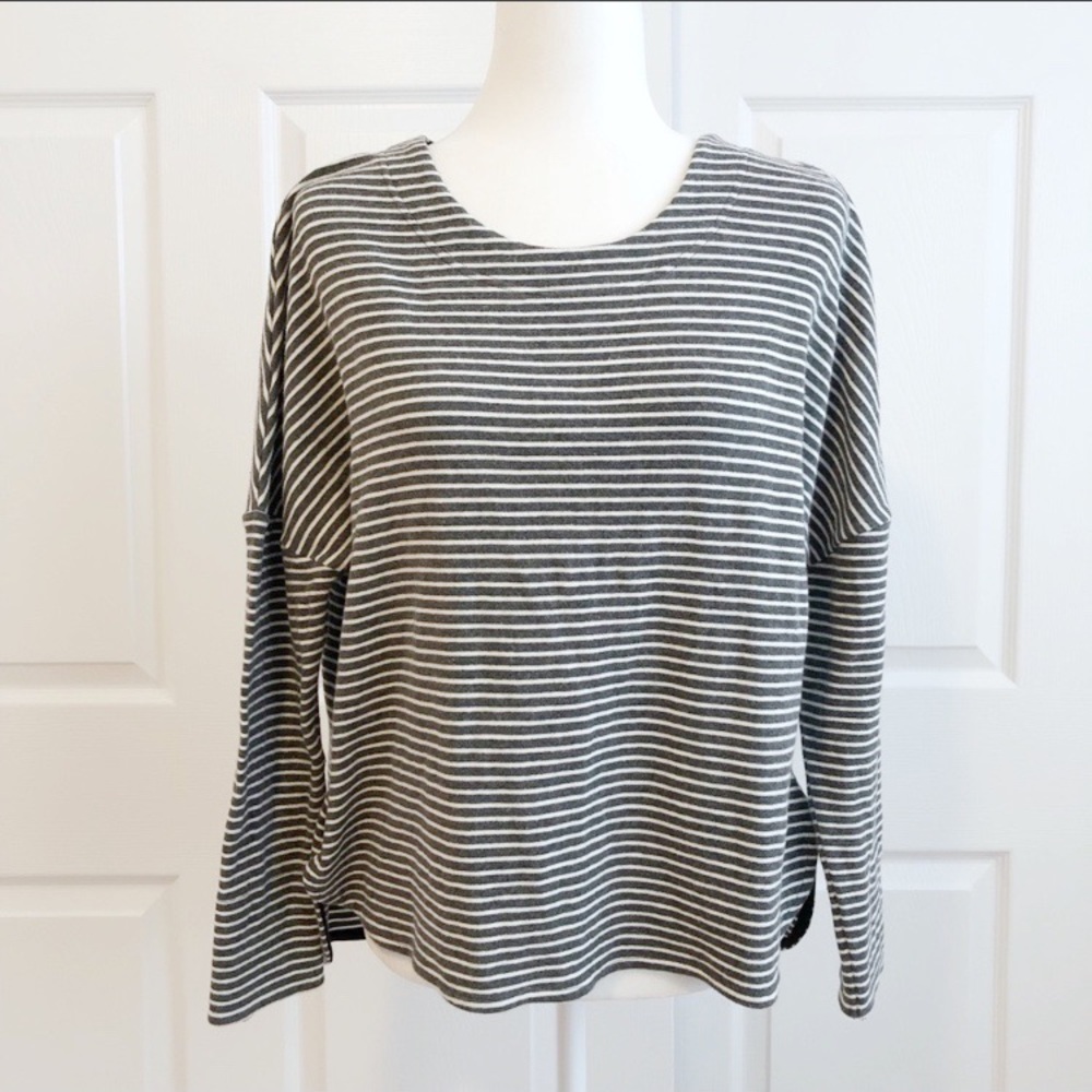 Olive + Oak Gray Stripe Hi Lo Dolman Sweatshirt